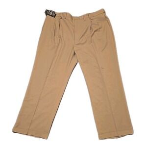 Haggar Men 48x32 Big&Tall Tan Pleated Dress Pants NWT Stretch Wrinkle Free